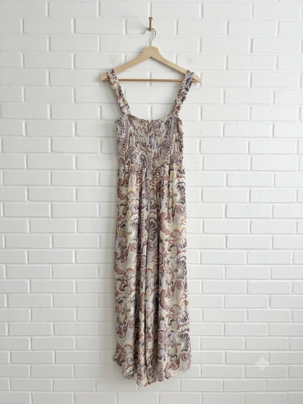 Wilfred Aritzia Chianti Smocked Wide Leg Jumpsuit Vintage Paisley